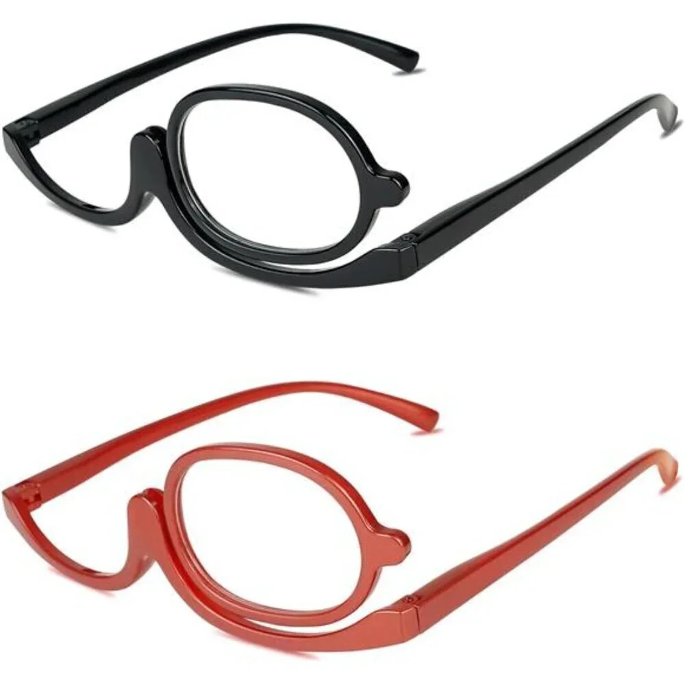 2-Pack Flip Lens Makeup Glasses – One-Eye Magnifier for Precise Eye Makeup X1.0